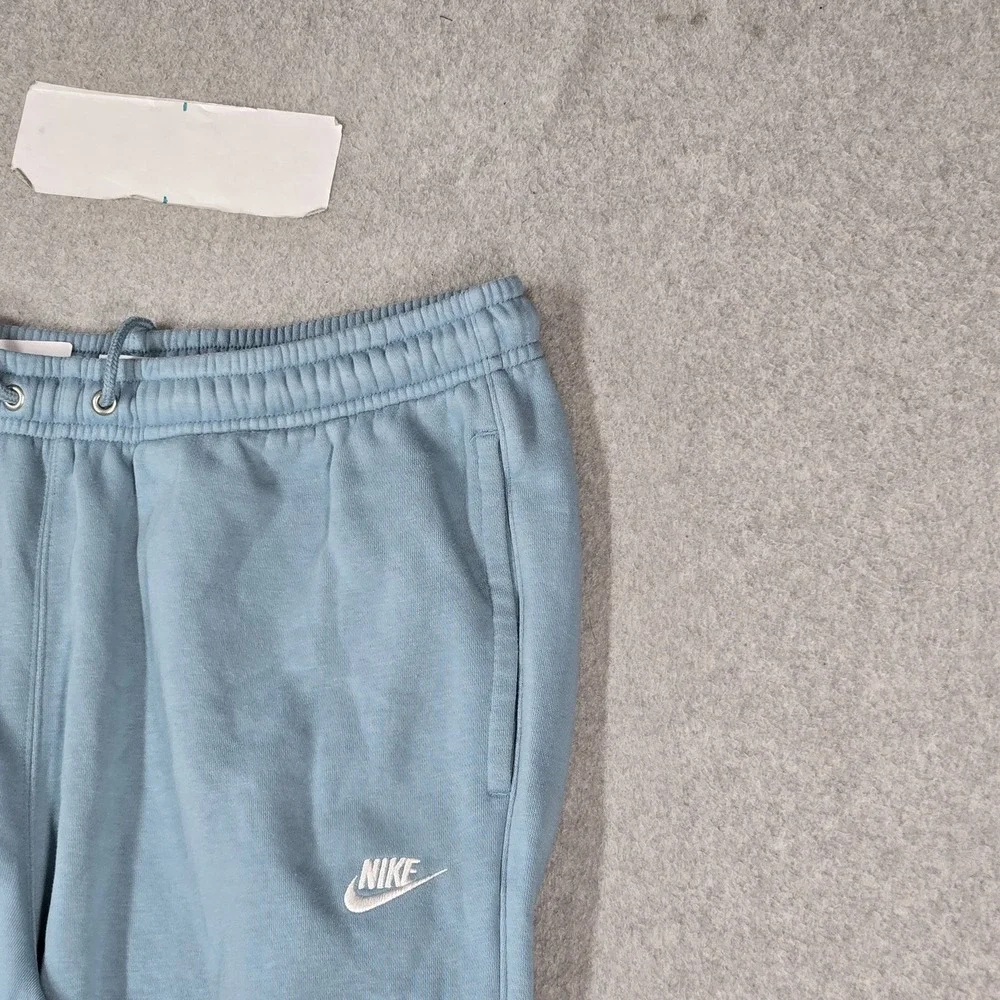 Nike Men Activewear Pants M Blue Embroidered Joggers Club Fleece